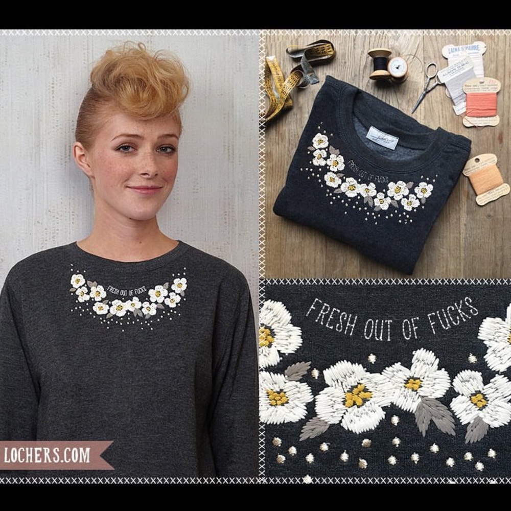 Locher’s Paris “Fresh Out Of F**cks” Floral Embroidered Crewneck Sweatshirt